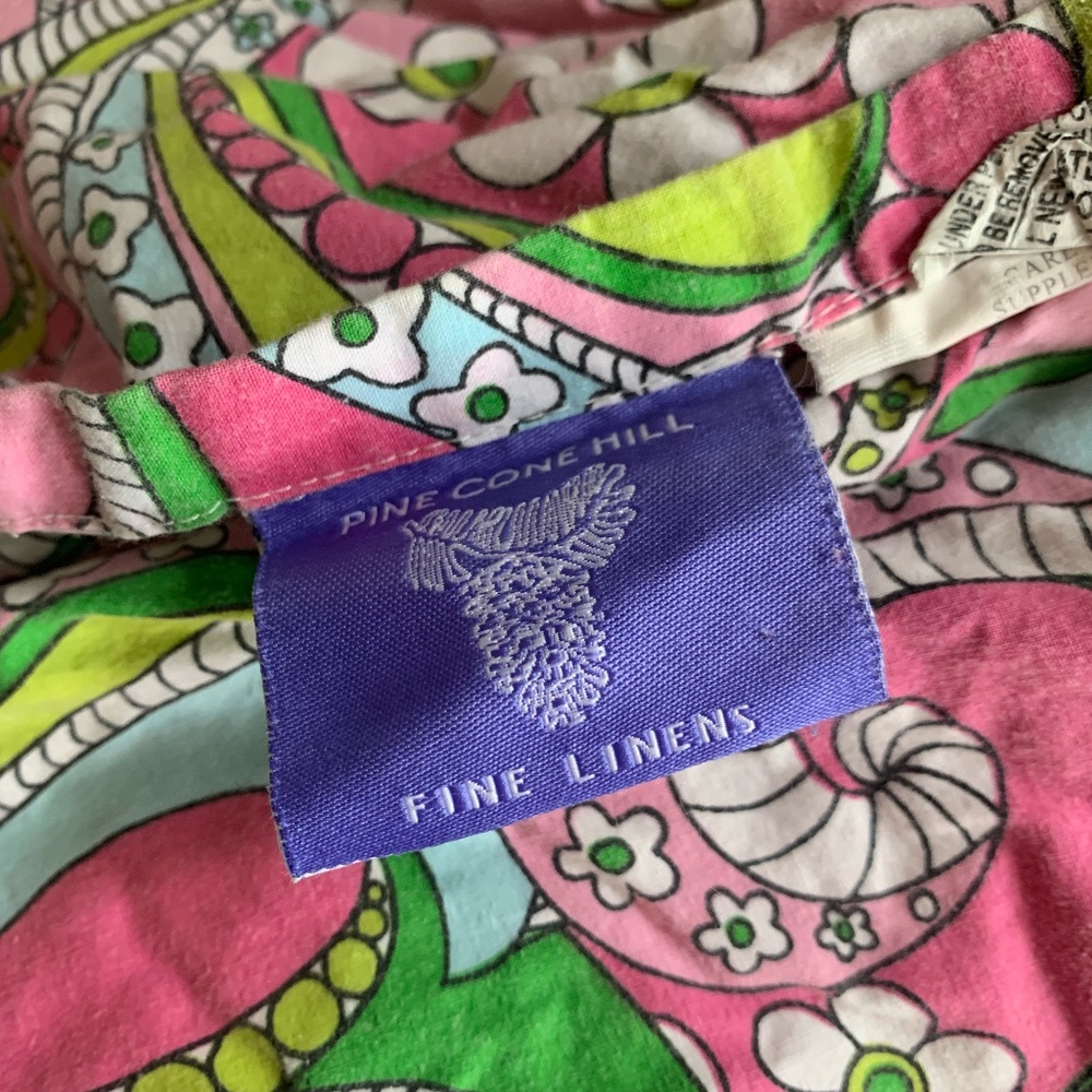 {Set of two} Pine Cone Hill paisley pink w/floral on reverse pillow shams w/ties